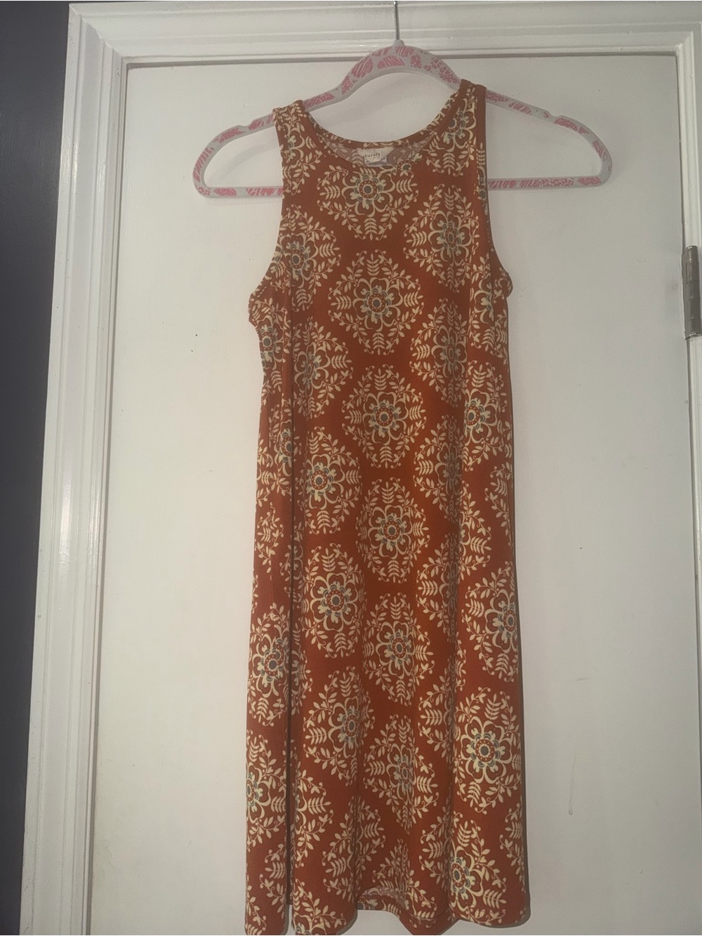 NATURAL LIFE Rust Floral Medallion Midi Dress